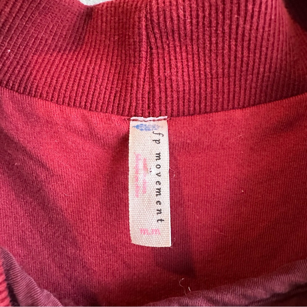 Free People Two-Tone Burgundy Teddy Sherpa Jacket - Picture 3 of 6